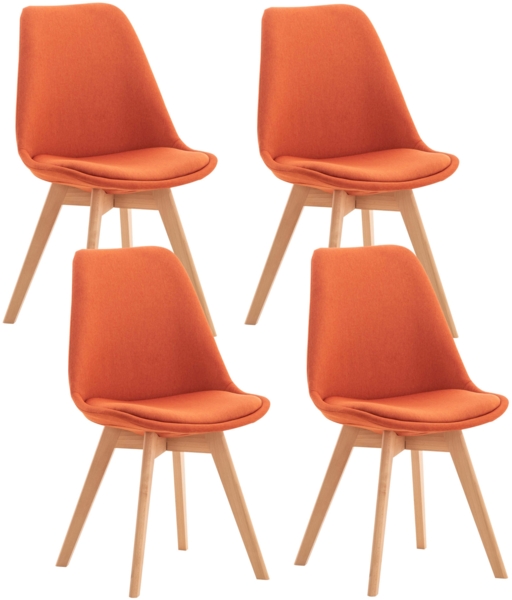 CLP 4er Set Esszimmerstuhl Linares Mit Buchenholzgestell,orange Stoff