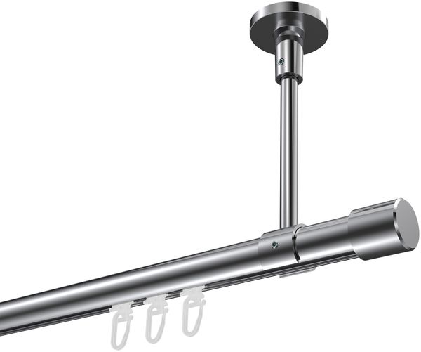 Innenlauf-Gardinenstangen-Set Sonette Santo 160 cm, 1-läufig, 20 mm Ø Chrom