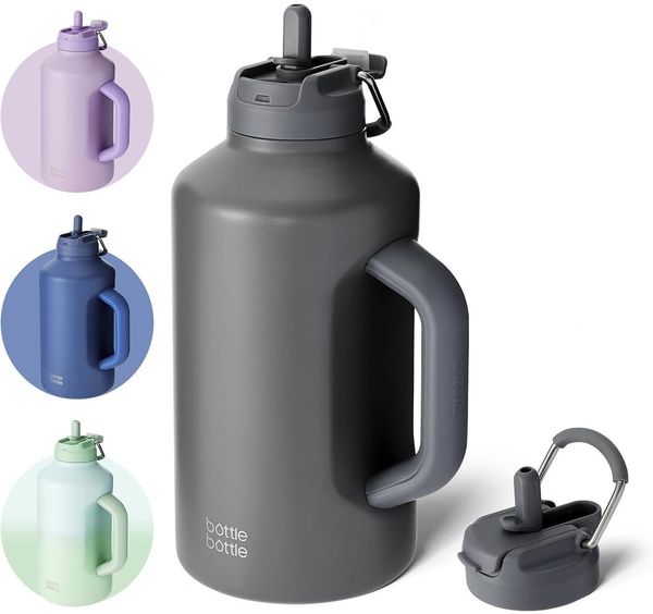 Isolierte Wasserflasche 1,8 l mit Strohhalm, doppeltem