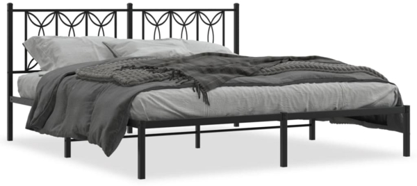 vidaXL Bettgestell mit Kopfteil Metall Schwarz 180x200 cm 376132