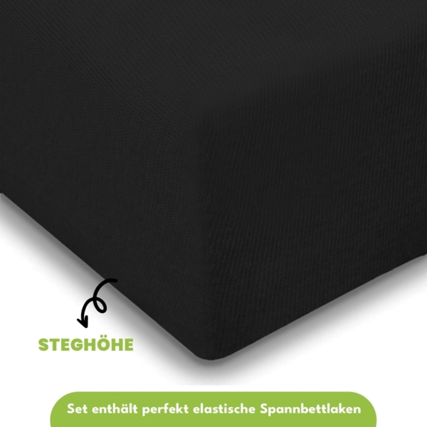 Jersey Spannbettlaken 180-200x200cm 100% Baumwolle Schwarz Bild 6