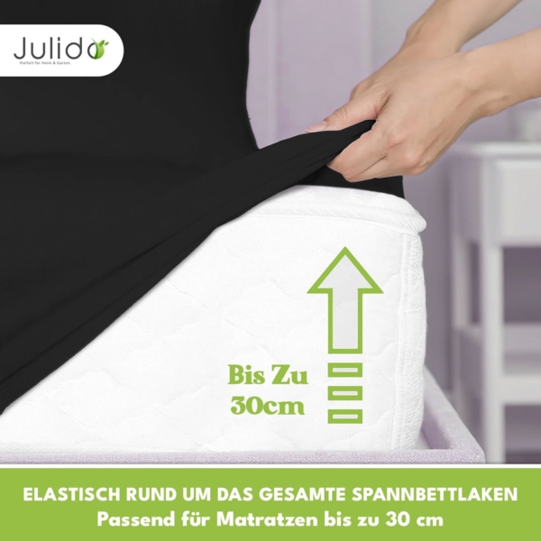 Jersey Spannbettlaken 180-200x200cm 100% Baumwolle Schwarz Bild 3