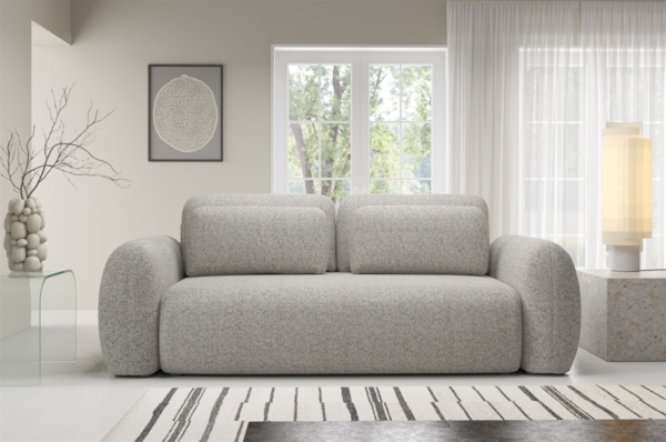 Sofa 3-Sitzer mit Schlaffunktion GASTON in Stoff Puente Sandgrau