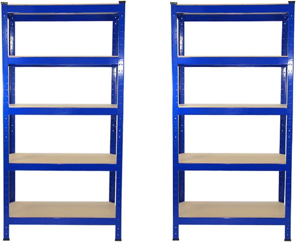 2 x T-RAX Blaue Lagerregale 75cm x 150cm x 30cm