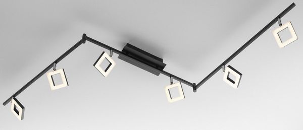 casa NOVA LED Deckenstrahler REAL, 6-flammig, Schwarz, Weiß, Aluminium, Acryl, Dimmfunktion, LED fest integriert, Extra-Warmweiß, B 178 x H 8 x T 21 cm, mit verstellbaren Lampenschirmen