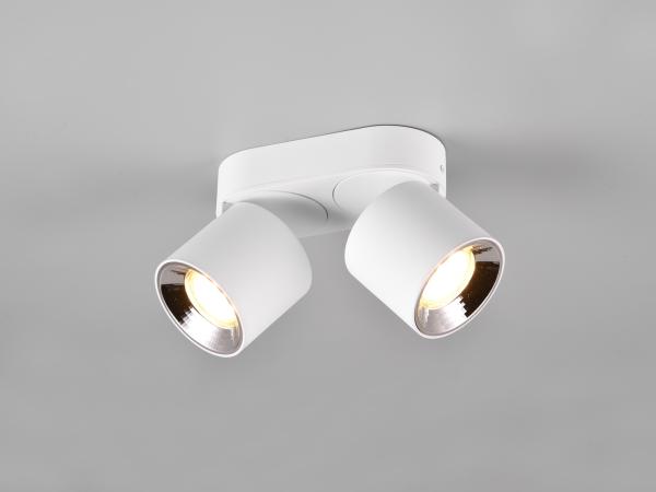 LED Deckenstrahler Weiß 2 Spots schwenkbar dimmbar, Breite 18cm
