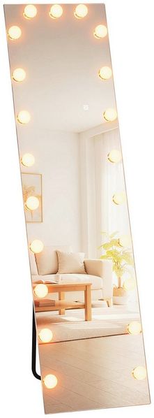 HOMCOM Standspiegel mit 21 Glühbirnen, 7 Lichtfarbe, Touch-Schalter, Memory-Funktion (Stehspiegel, 1-St, Wandspiegel), für Wohnzimmer, Schlafzimmer, Transparent