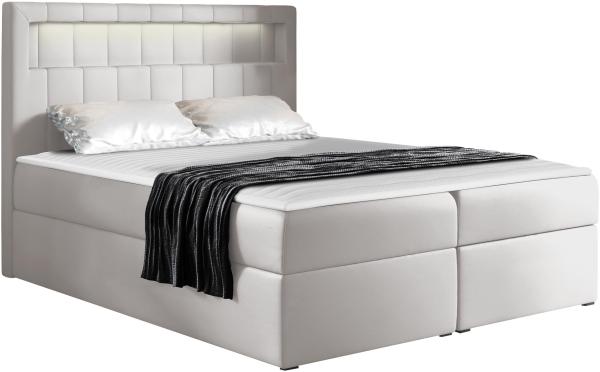 Boxspringbett Snap, Weiß, 200 x 200 cm