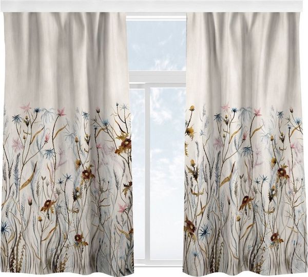 Bilderdepot24 Vorhang Gardine Blumen Natur Muster Wilde Trockenblumenwiese Türvorhang (2 St), Multifunktionsband, blickdicht, Samt, Schiebegardinen Küche Schlafzimmer Wohnzimmer Schiebevorhang