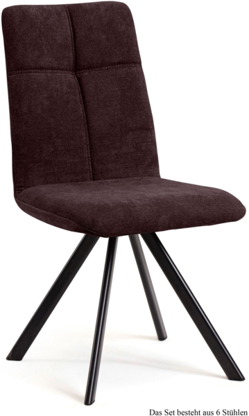 Esszimmerstuhl drehbar (6er-Set) Deryl 47 x 92 x 60 Schwarz/Espresso