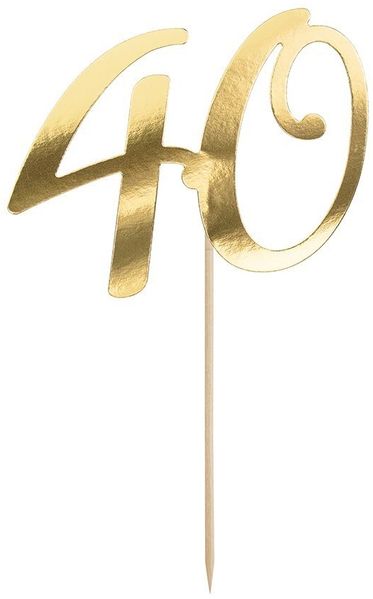 partydeco Tortenstecker, Cake Topper "40" gold 20,5cm