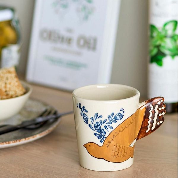 Bloomingville Tasse Hezha Tasse aus Steingut natur, Höhe 9cm