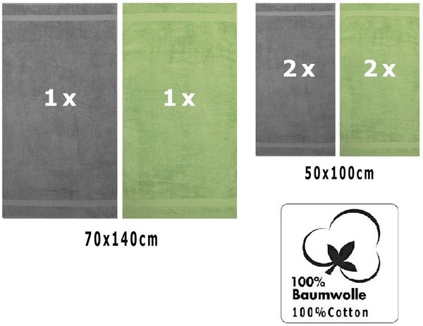 Betz Handtuch Set 6-TLG. Premium Handtuch Set Farbe anthrazit und apfelgrün, 100% Baumwolle (Set, 6-St)