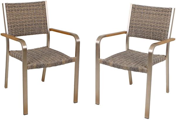 Gartenstuhl 2er Set ARTHUR - Kunststoff, Braun | Stapelstuhl Wetterfest Gartenstühle Outdoor Essstühle