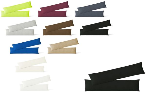 Jersey Kissenbezug, 2er Set, Baumwolle, Schwarz, 40x145 cm