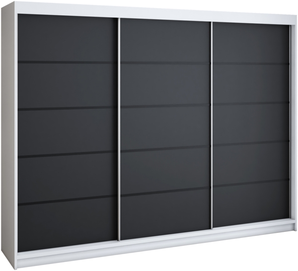 Schwebetürenschrank MES 2-türig Schrank 200 cm (mit Spiegel) Farbe: Weiß , schwarz