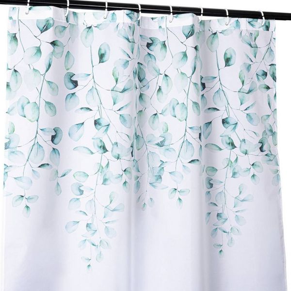 ANRO Duschvorhang FASTY Blätter Anti-Schimmel Polyester Badewanne Vorhang Breite 120 cm (Packung, 1-tlg, Duschvorhang inkl. Aufhängeringe), robuster Vorhang Stangenaufhängung 120x200 cm Blätter Aquarell Grün