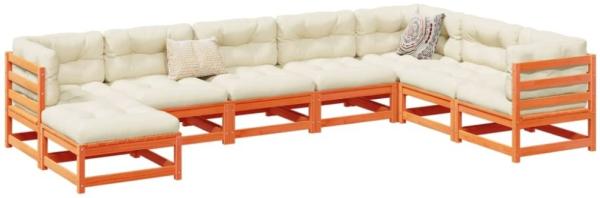 vidaXL 8-tlg. Garten-Sofagarnitur Wachsbraun Massivholz Kiefer