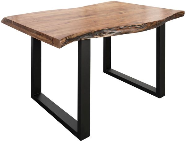 Baumtisch Akazie 140x90x77 natur lackiert / U-Beine anthrazit matt FREEFORM 5