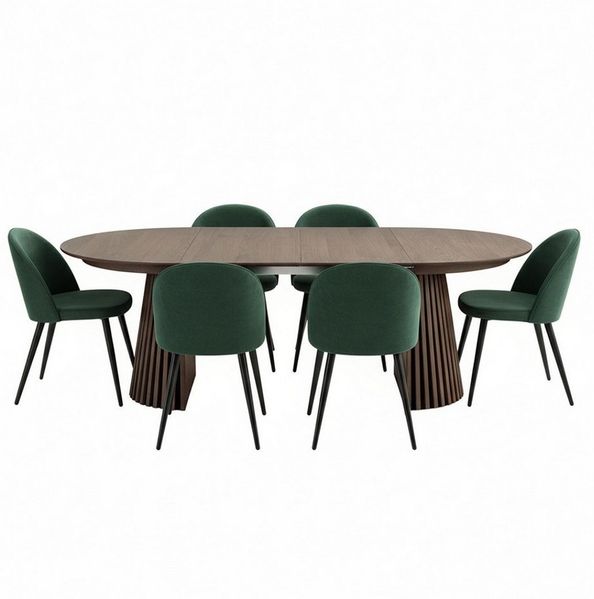 ebuy24 Essgruppe Tokyo Essgruppe Esstisch smoked, 6 Stühle aus grün, (7-tlg)