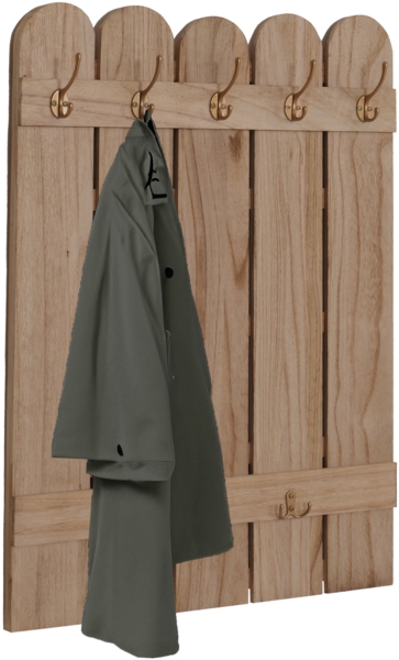 Wandgarderobe HWC-N95, Garderobe Garderobenpaneel, Paulownia 7 Haken 86x60cm ~ natur