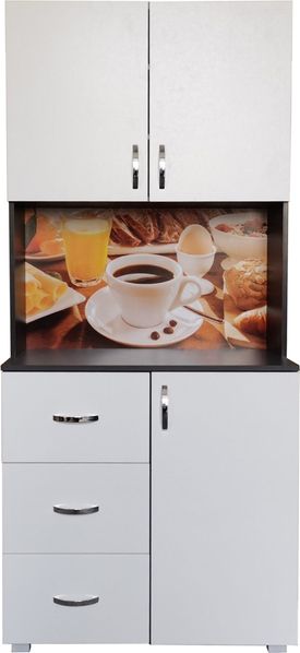 HTI-Living Hochschrank Küchenschrank Weiß/Grau Blanca Bistro (Stück, 1x Schrank Blanca, ohne Dekoration) Küchenbuffet Hochschrank