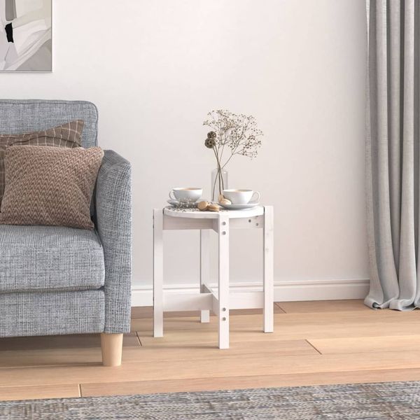 vidaXL Couchtisch Weiß Ø 42,5x45 cm Massivholz Kiefer 822313
