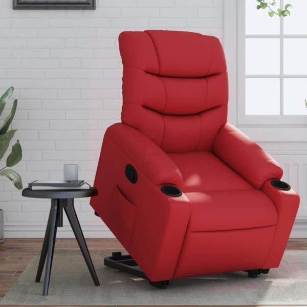 vidaXL Relaxsessel mit Aufstehhilfe Rot Kunstleder 3206604