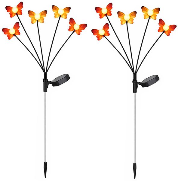 2x LED Solarleuchte, Stecklampe, Schmetterling, H 68 cm