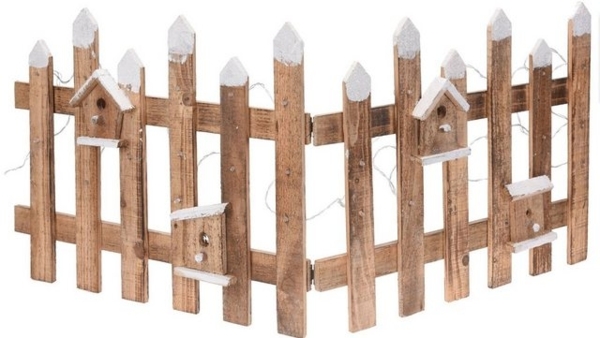 Spetebo LED Dekofigur Deko Zaun mit LED Beleuchtung - 100 x 40 cm, An / Aus, LED, warmweiß, Gartenzaun warmweiß beleuchtet in Winter-Optik Bild 2