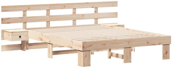 vidaXL Bettrahmen mit Kopfteil Braun 160 x 200 cm Massives Kiefernholz 3385682 Bild 1