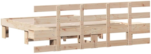 vidaXL Bettrahmen mit Kopfteil Braun 160 x 200 cm Massives Kiefernholz 3385682 Bild 6