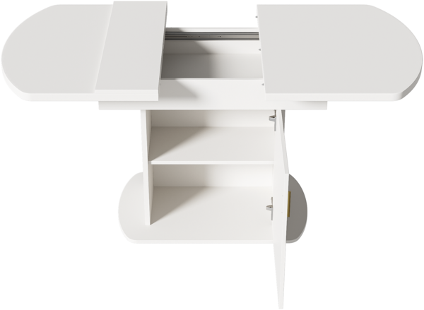 Merax Ausziehbarer ovaler Esstisch, L110/130*W70*H75cm,Esstisch mit Stauraum, Kaffee-Freizeittisch, moderner minimalistischer Esstisch, platzsparender multifunktionaler Esstisch, weiß + goldener Griff Bild 7