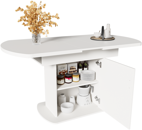 Merax Ausziehbarer ovaler Esstisch, L110/130*W70*H75cm,Esstisch mit Stauraum, Kaffee-Freizeittisch, moderner minimalistischer Esstisch, platzsparender multifunktionaler Esstisch, weiß + goldener Griff Bild 10