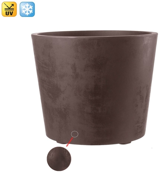 Rollbarer XL Pflanzkübel Millennium 80 Liter in Braun mit Tolle Naturstein Optik, Maße: 59x59x49 cm