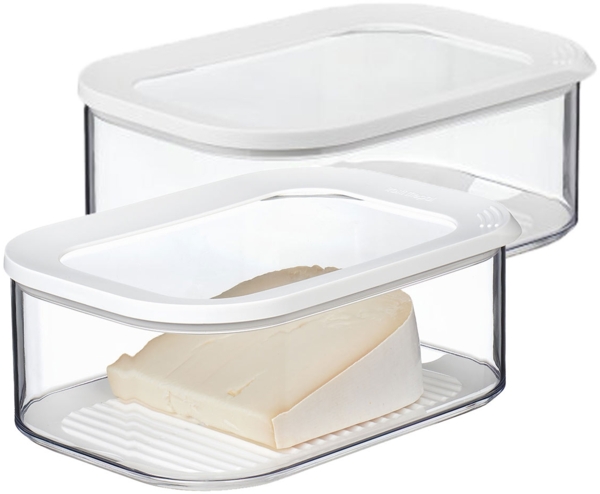 Mepal MODULA Käsedose Aufschnittdose 2000 ml 2er Set weiß
