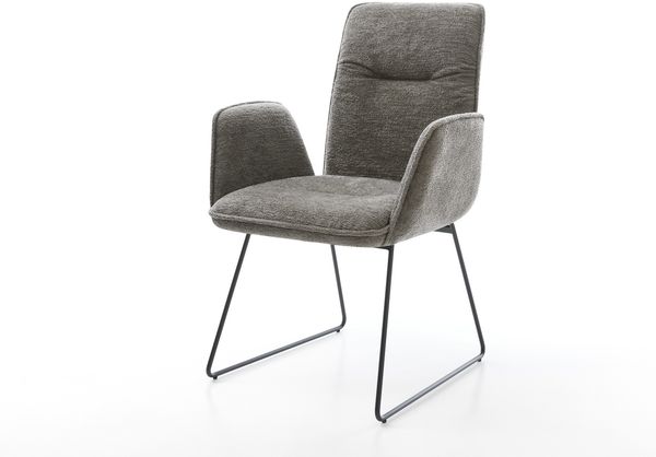 Esszimmerstuhl Vinja-Flex Bouclé Soft Schlamm Kufengestell Schwarz