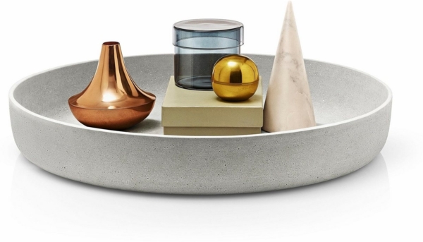 Blomus Moon Dekoschale, Mittel, Deko Servier Tablett, Polystone, Beton, Ø 50, 65446