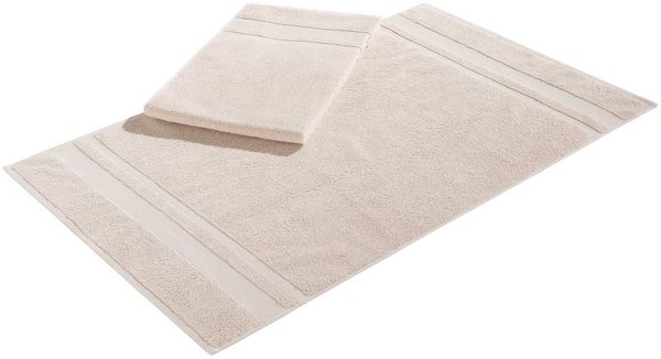 OTTO home Badematte Vanessa, 2 tlg. Hotelmatten-Set, 50x70cm, Höhe 4 mm, schnell trocknend, beidseitig nutzbar, strapazierfähig, Baumwolle, rechteckig, 2-teiliges Set, einfarbig, Badematten Set, Bordüre, 100% Baumwolle
