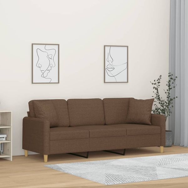 vidaXL 3-Sitzer-Sofa mit Zierkissen Braun 180 cm Stoff 3200920