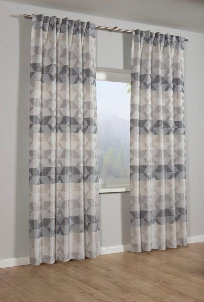 GARDINIA Gardine Schal mit Gardinenband Jacquard Raute (1 St), verdeckte Schlaufen, blickdicht, Stoff Jaquard Raute