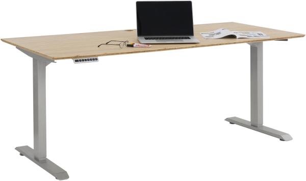 Schreibtisch >EDJUST< (BxHxT: 175 x 119 x 80 cm) Roheisen natur lackiert - Bambus