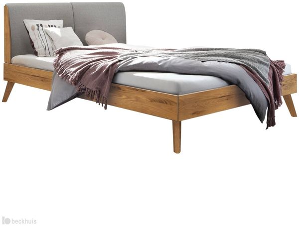Hasena pronto - Wood Simone Massivholzbett 160x200 Wildeiche natur, geölt 335-Pepe grey