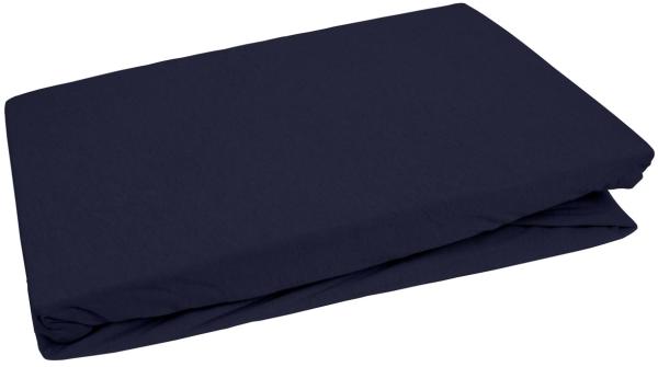 Bettwaesche-mit-Stil Jersey Spannbettlaken dunkelblau 90 – 100 x200cm Höhe bis 20cm