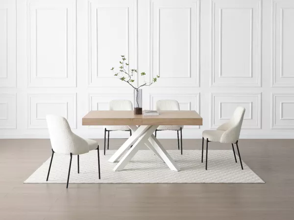Vente-unique - CATONAV Esstisch Holz, Platte Beige - B 90 cm x H 75 cm x L 200 cm160 cm240 cm