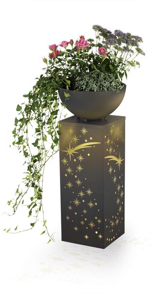 EASYmaxx LED-Dekosäule mit Pflanzschale, Beton-Optik Sternschnuppe