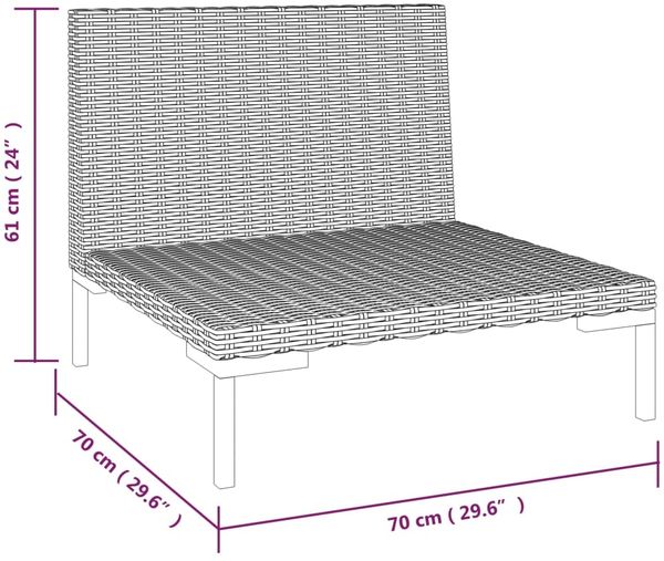 vidaXL Gartensofas 2 Stk. mit Kissen Halbrundes Poly Rattan 318602 Bild 7