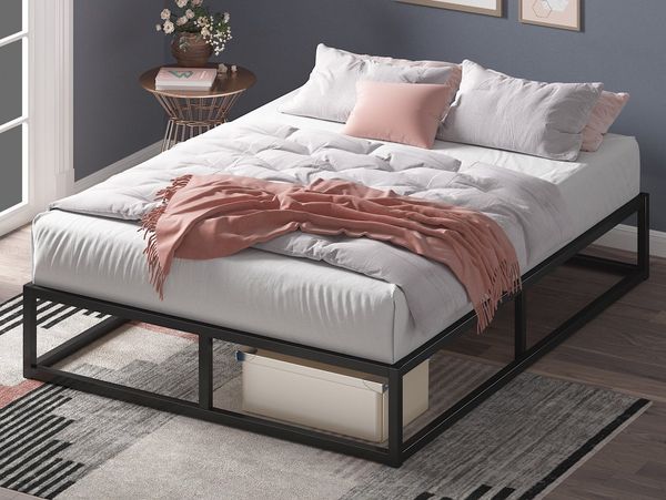 ZINUS Bettgestell Joseph Moderner Bettrahmen mit Holzlattenrost (Packung, 1-tlg, Doppel/Einzelbett, Schwarz, 90x200 cm), Kinderleichter Aufbau, Robust, EcoFriendly Packaging