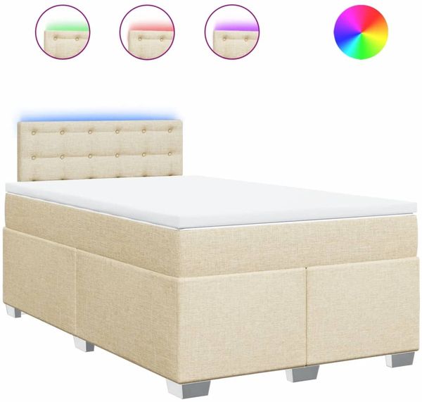 vidaXL Boxspringbett mit Matratze Creme 120x190 cm Stoff 3288146 Bild 2