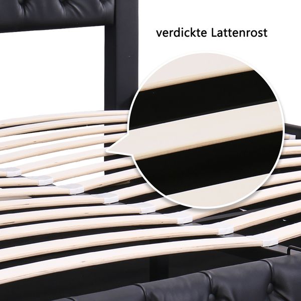 Polsterbett 160x200 cm aus PU mit Stauraum und LED-Beleuchtung – klassisch-modernes Design Bild 8
